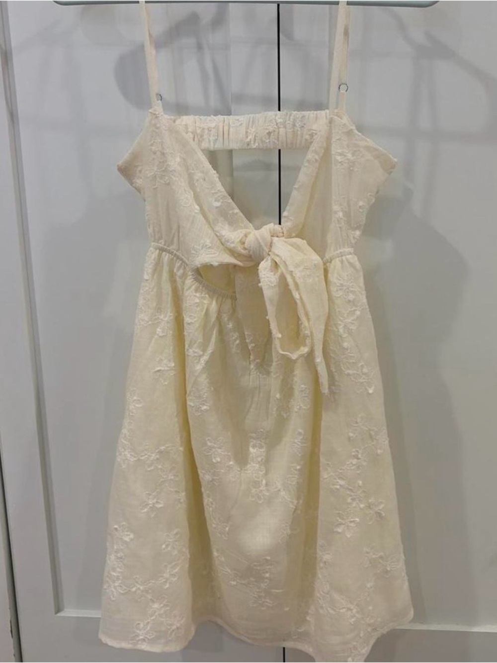 Princess Polly Cream Lace Tie-Front Kids Dress